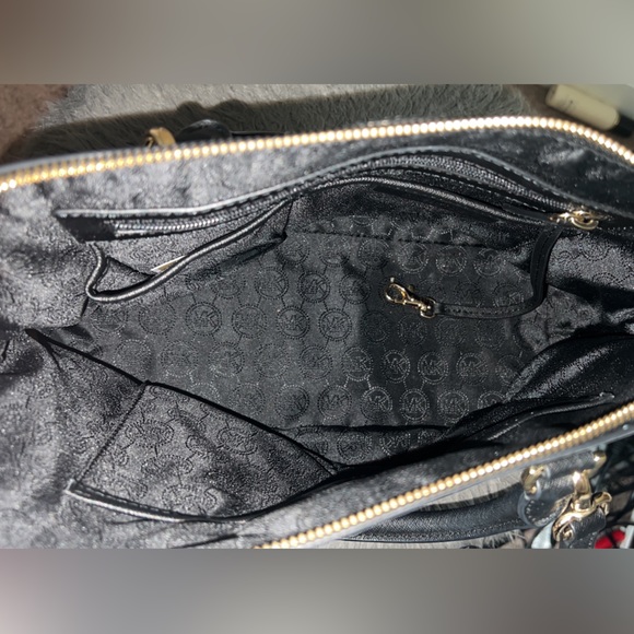 Michael Kors Cindy Satchel - Black and Gold - Picture 6 of 13